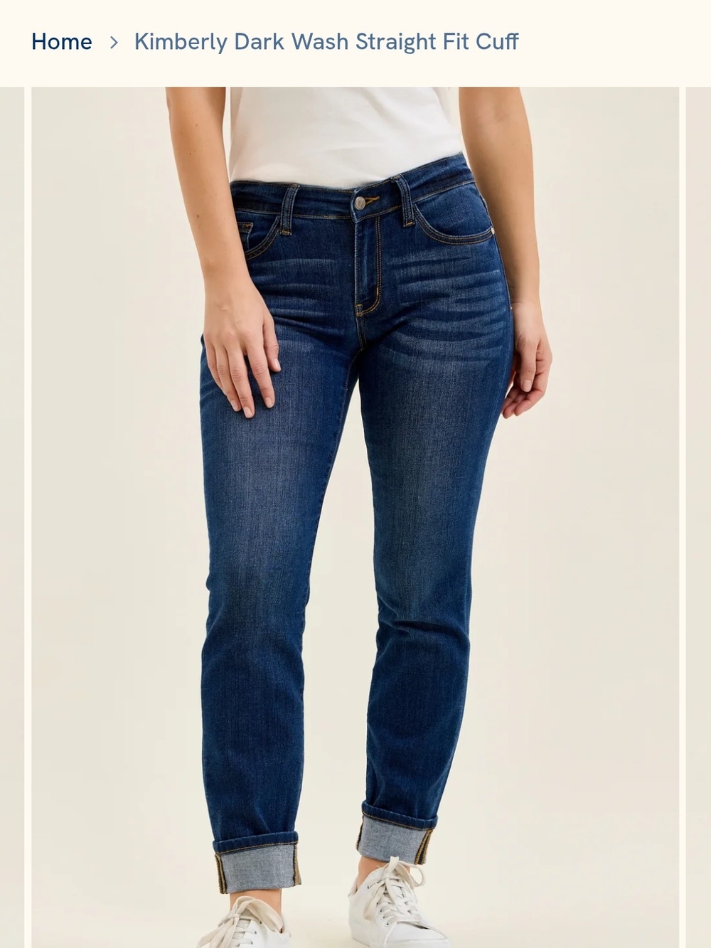 Judy Blue Kimberly Dark Blue Straight Leg Cuffed Jeans